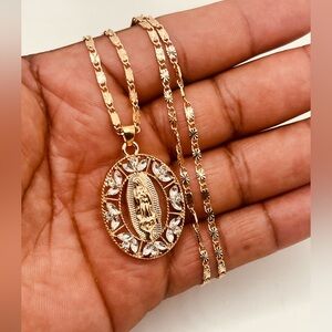 Gold plated necklace for women virgin Guadalupe design